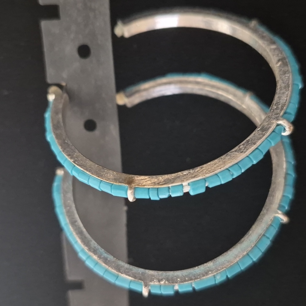 Chic Turquoise Hoop Earrings - Picture 2 of 3